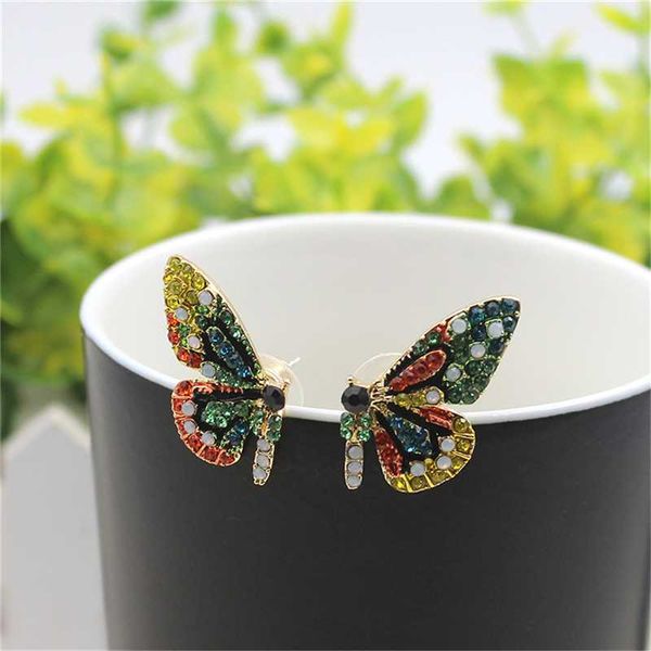 

european and american fashion personality short butterfly ear color drill party accessory ear, Golden;silver