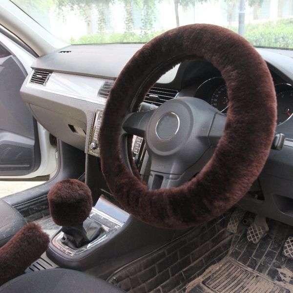 

non-slip car decoration steering wheel handbrake gear shift plush cover f-best