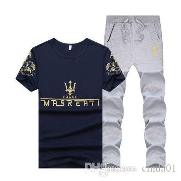 

summer men sport tracksuit mrsreati printed slim cool short sleeves t-shirt with joggers pants casual suit