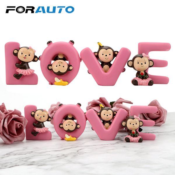 

forauto car ornament cartoon dashboard decoration love alphabet monkey banana monkey doll gift for children kids car-styling