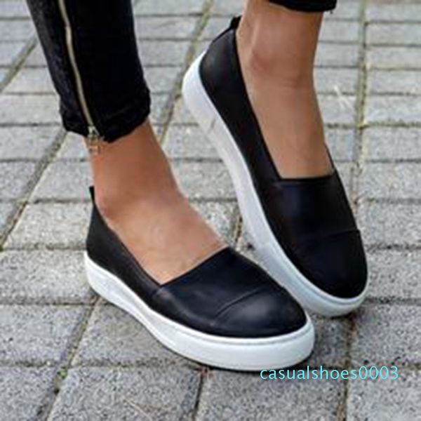 

woman casual slip on loafers boat shoes moccasins spring women leather loafers slip-on ballet flats white black shoes c03
