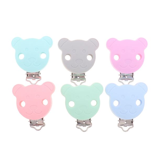 

10pcs round silicone mouse nipple holder koala pacifier clips bpa diy baby teether necklace chewing teething chain clasps
