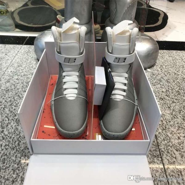 

new arrival automatic laces air mag sneakers marty mcfly led shoes back to the future glow in the dark gray boots mcflys sneakers size 47