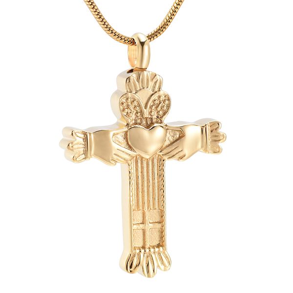 

lkj9956 christmas gift stainless steel cross cremation ashes necklace keepsake memorial urn pendant jewelry for women and men, Silver