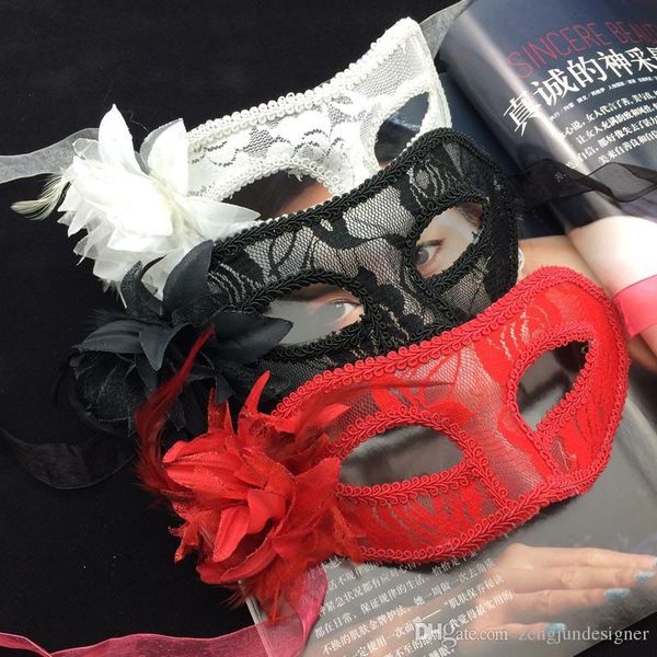 

танец кружева маски halloween cosplay мода черный белый красный венецианский кружева полупрозрачный лили sexy style повседневная одежда, Silver