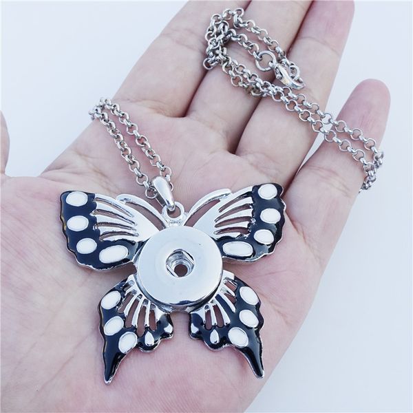 Snap Bouton Colliers Bijoux Chaîne Longue Papillon 60 cm 12 mm Snap Boutons Rétro