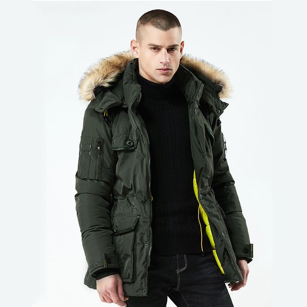

новый толстая теплая зимняя куртка мужчины высокого качества parka с капюшоном меховой воротник ветрозащитный верхняя одежда зима пальто оде, Black