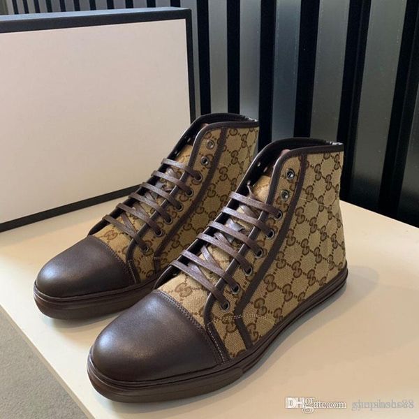 

дизайнер последние высококачественные роскошные спортивные туфли мужские открытый повседневная обувь кожаная печать высокой верхней многоцве, Black