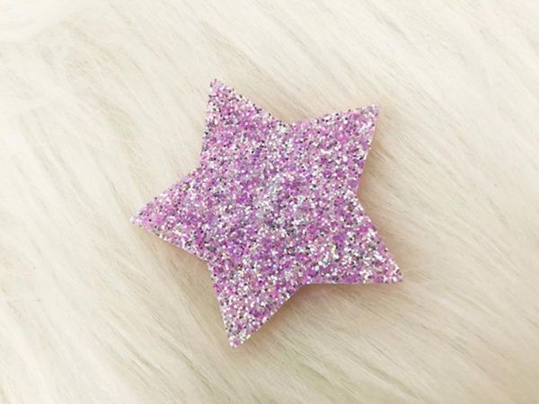 

wholesale boutique 50pcs 5cm fashion cute glitter star diy parts for hairpins hair clips headbands diy hair accessories, Slivery;white