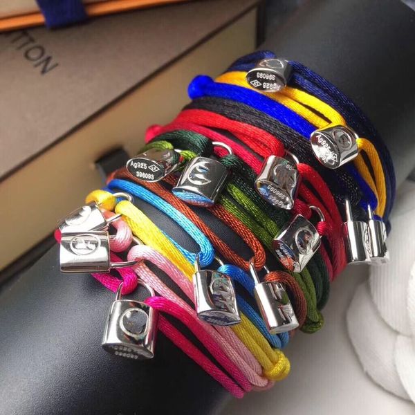 

фирменное наименование женщины ручной работы веревка с серебряным замком браслет шарм титан нержавеющая сталь аксессуар много цветов веревка, Black