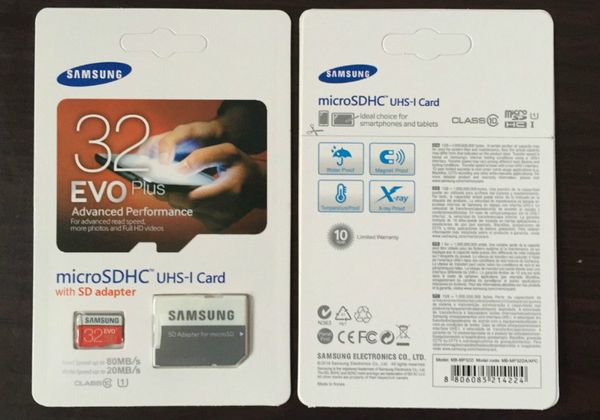 

dhl shipping 16gb/32gb/64gb/128gb/256gb samsung evo+ plus micro sd card class10/smartphone tf card/tablet pc storage card 80mb/s