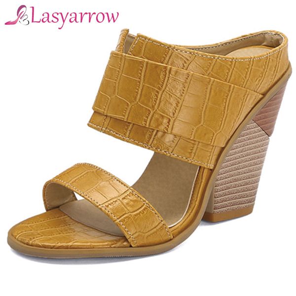 

lasyarrow 2020 dropship wedge high heels summer pumps mules slip on peep toe mixed colors outside shoes women pumps, Black