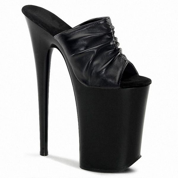 

new style black baking paint shallow 8 inches stiletto heels women's leather fetish props 20cm slippers thick platform show