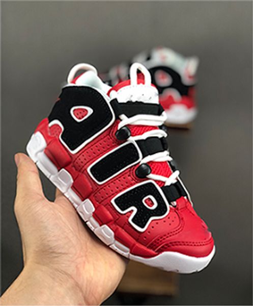 

boy 96 qs olympic varsity maroon kids basketball shoes for 3m scottie pippen uptempo boys girls sports shoes sneakers 28-35 queen, Black