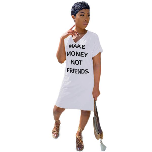 

women tshirt dress fashion letter panelled dresses casual v-neck loose short sleeve dresses clothes for women, White;black