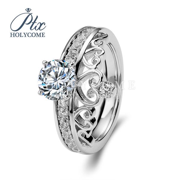 

wholesale price beautiful ring white color 1ct round cut silver moissanite rings online sale, Golden;silver