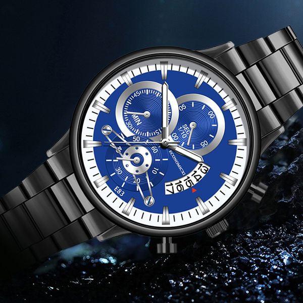 

business design mens casual watch retro three eye quartz brand watches stainless strap modern gift wristwatch relogio masculino, Slivery;brown