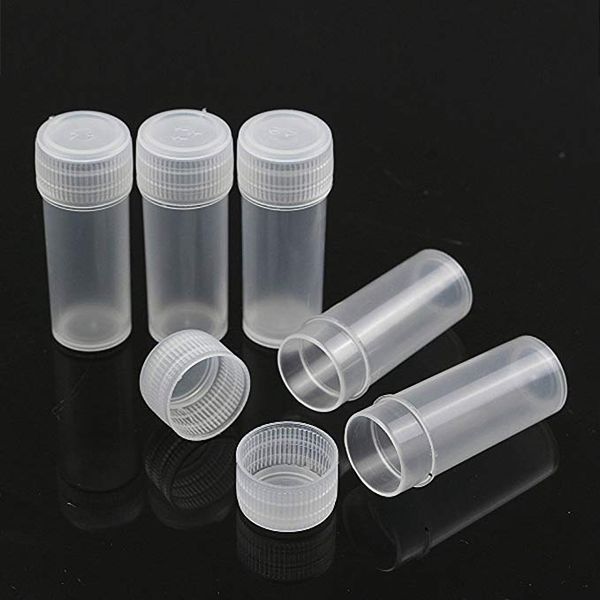 5ml Mini Limpar plástico frascos de amostra vazio Travel Size Pequenas Itens tubo de armazenamento caso de teste Recipiente para Beads Acessórios Peças e Sementes