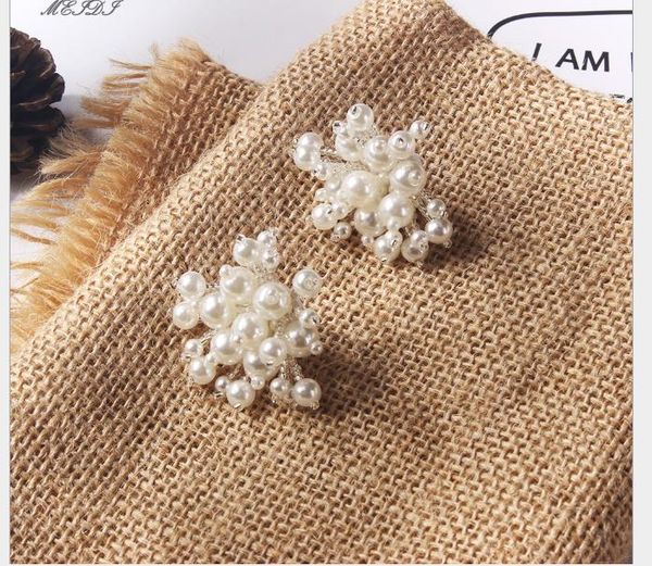 

популярные перл ювелирные изделия личность темперамент мода перл уха ногти серьги женские, Golden;silver