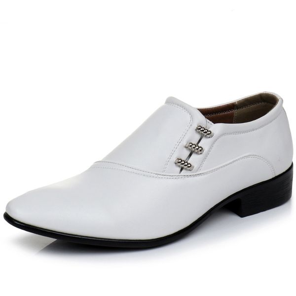 

new white pu leather men's business dress shoes men oxfords slip on men party wedding derby shoes casual flats shoes, Black