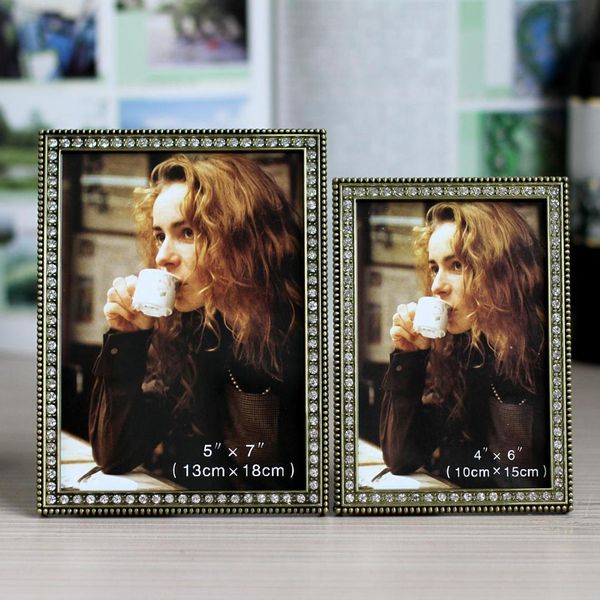 

selling 6 "7" silver metal p frame with diamond set, flocking back frame, birthday gift set,coffee p frame