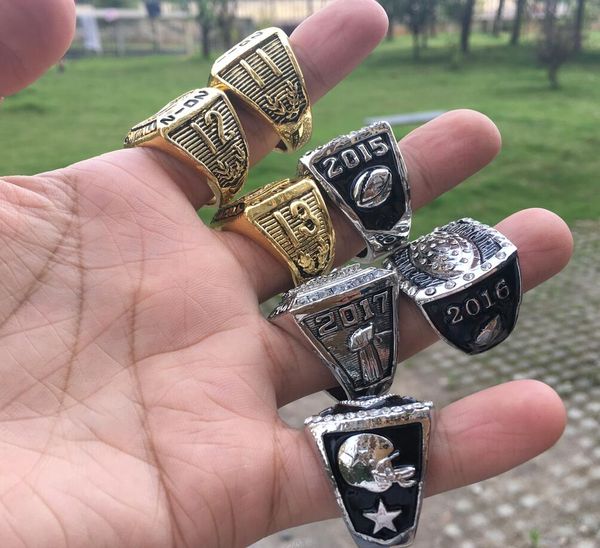 

7 pcs fantasy american football championship ring men fan souvenir gift wholesale 2019 drop shipping, Golden;silver
