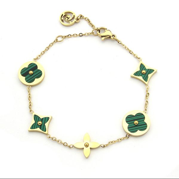 

2020 дизайнер v письмо павлин зеленый пять цветка браслет оболочки женщины горячей продажа четыре листа цветок браслет, Black