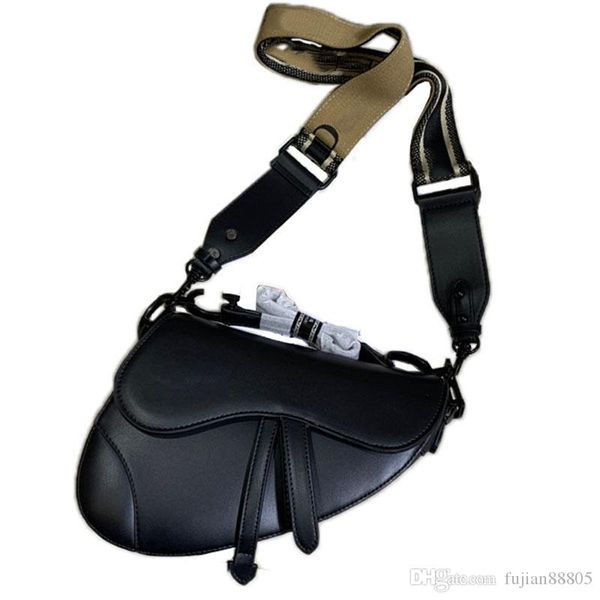 

classic all black designer luxury handbag purse women one shoulder diagonal leather saddle bag come with box