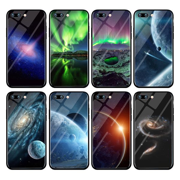 

anti-fall space universe glass shell mobile phone shell for iphone xs beauty aurora apple mobile phone shell tide iphone 8 7