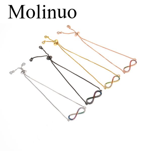 

molinuo new fashion charm four colors love infinity paving multicolor cz charm bracelet for women girl jewelry gift 2019, Black