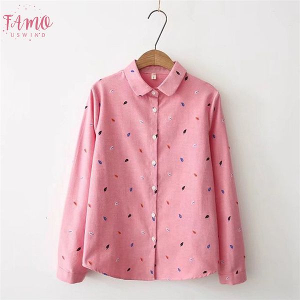 

blouse and women fashion long sleeve print korean shirt casual loose blouse lange mouwen chemisier femme peplum blusas, White