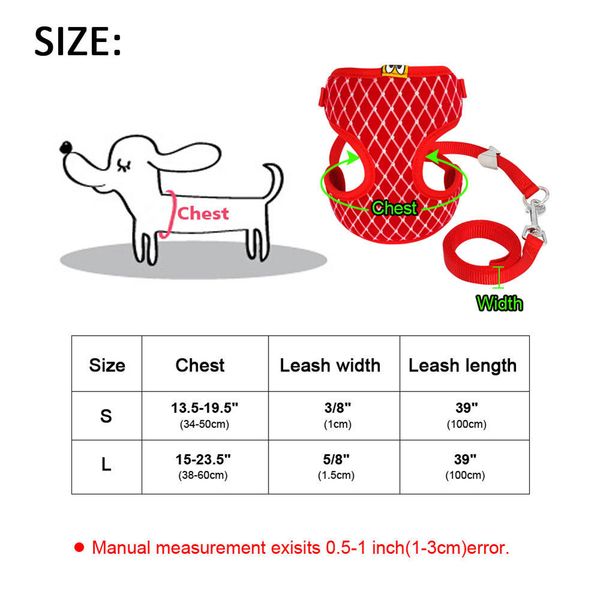 

exquisite dog chest leash traction belt pet harness straps for small dogs cats (l