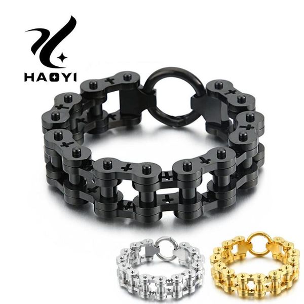 

haoyi three colors of bicycle bracelet stainless steel jewelry fashion punk heavy three colors man bracelet motorcycle boy, Black