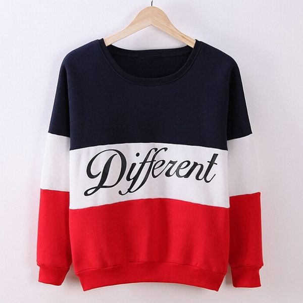 

autumn spring women hoodies patchwork sweatshirt fleece tracksuits long sleeve o-neck pullover s-xxl size, Black