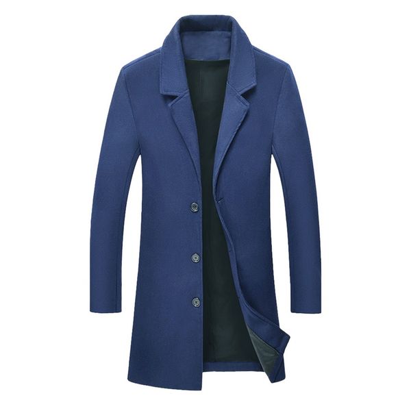 

litthing wool long coat men autumn winter brand jacket male overcoat casual solid slim collar coats long trench coat streetwear, Tan;black