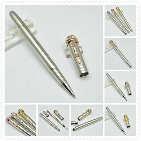 

luxury snake clip silver metal roller ball pen with star excellent office stationery unique write gift ball pens, Blue;orange