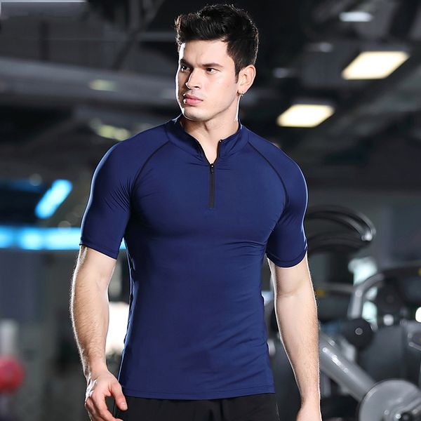 

fitness men t-shirt gym rashguard men's running sports clothing musculation men's t-shirts musculation sportswear quick dry, Black;blue