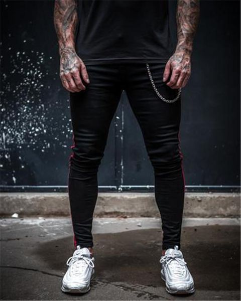 

skinny pareped mens дизайнерские брюки мода молния мужские повседневные брюки сплошные цвета мужские брюки карандаш мужская одежда, Black