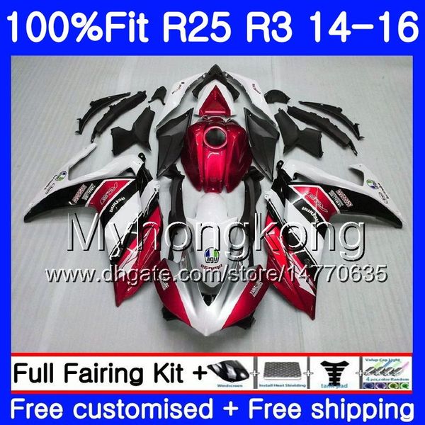 Einspritzkörper für Yamaha Dunkelrot Weiß YZF R3 R25 YZF-R3 YZFR25 14 15 16 17 240HM.6 YZF-R25 R 25 YZFR3 2014 2015 2016 2017 Verkleidungsset