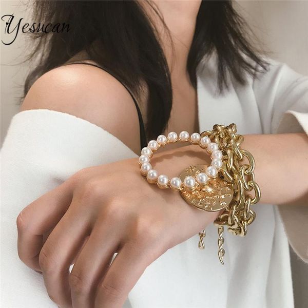 

ювелирные изделия аксессуары напыщенные краб тотем геометрическая hollow браслет ручной для женский punk многослойный имитация pearl браслет, Golden;silver