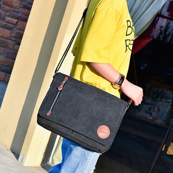 

new arrival men vintage canvas schoolbag satchel large capacity casual messenger bag
