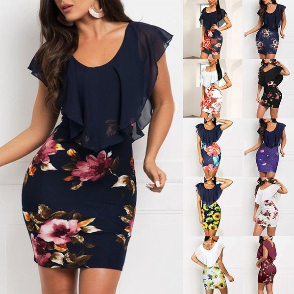 

fashion dress women party summer dress sleeveless bodycon floral printed white holiday elegant short mini dress, Black;pink