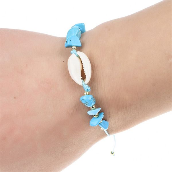 

irregular natural stone turquoise shell bracelets for women accessories beaded strand bracelet bangles gift jewelry, Black