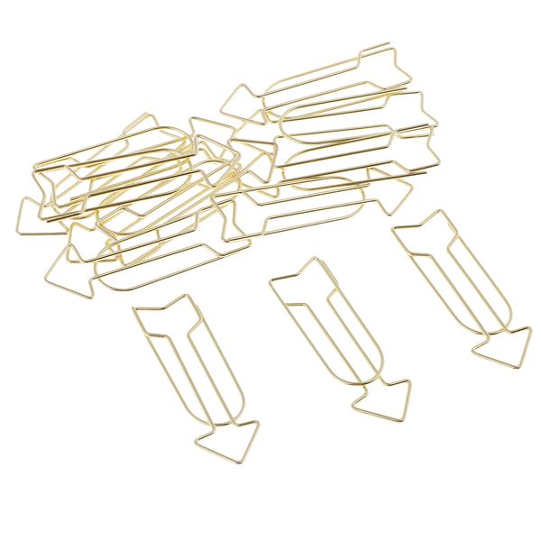 

12pcs metal golden paper clips arrow non-skid bookmark stationery crafts