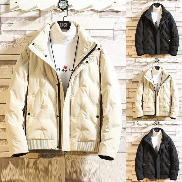 

men casual autumn&winter solid color casual windbreaker quilted jackets men long sleeve sweatshirt outwear coat #nocl3, Black