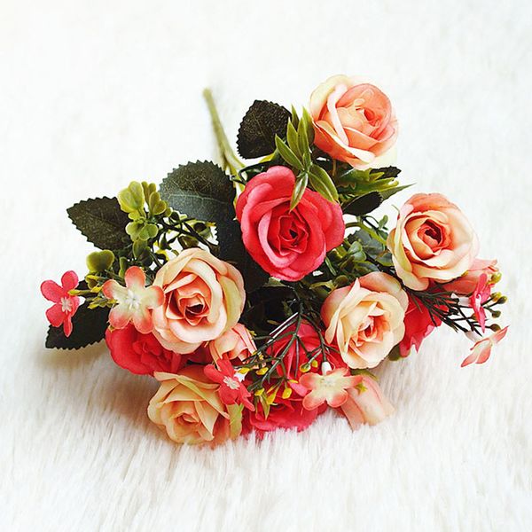 

10heads silk rose artificial flowers fake bouquet bunch wedding home party decor