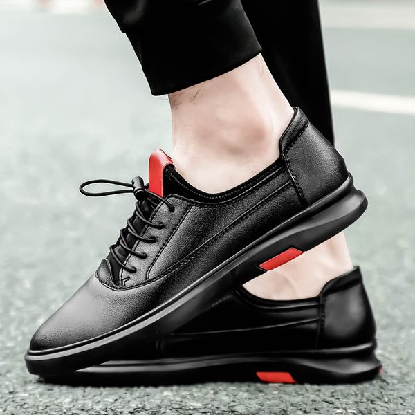 

men genuine leather loafers fashion business dress shoes leisure man shoes breathable comfortable slip on men's boat footwear, Black