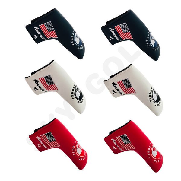 

Кожа PU Pebble Beach Флаг США Узорчатое Дизайн Long Life Tree Golf Лезвие клюшки Крышка головки п