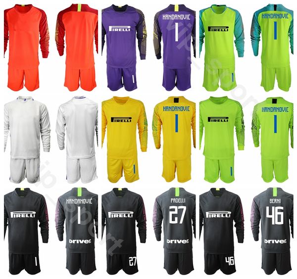 

2019 2020 long sleeve goalkeeper goalie soccer 87 candreva jersey set 1 handanovic 46 berni 27 padelli football shirt kits uniform, Black