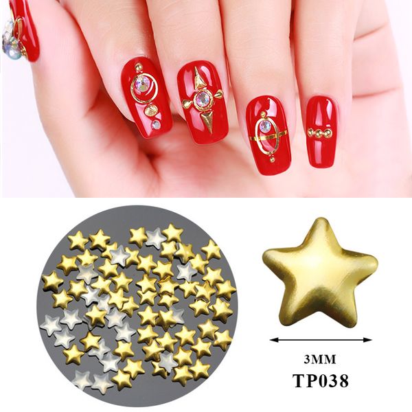 

1000pcs/pack round square star rivet studs metal flakes alloy nail art decorations 3d diy nail stickers jewelry 12 shapes tool, Silver;gold